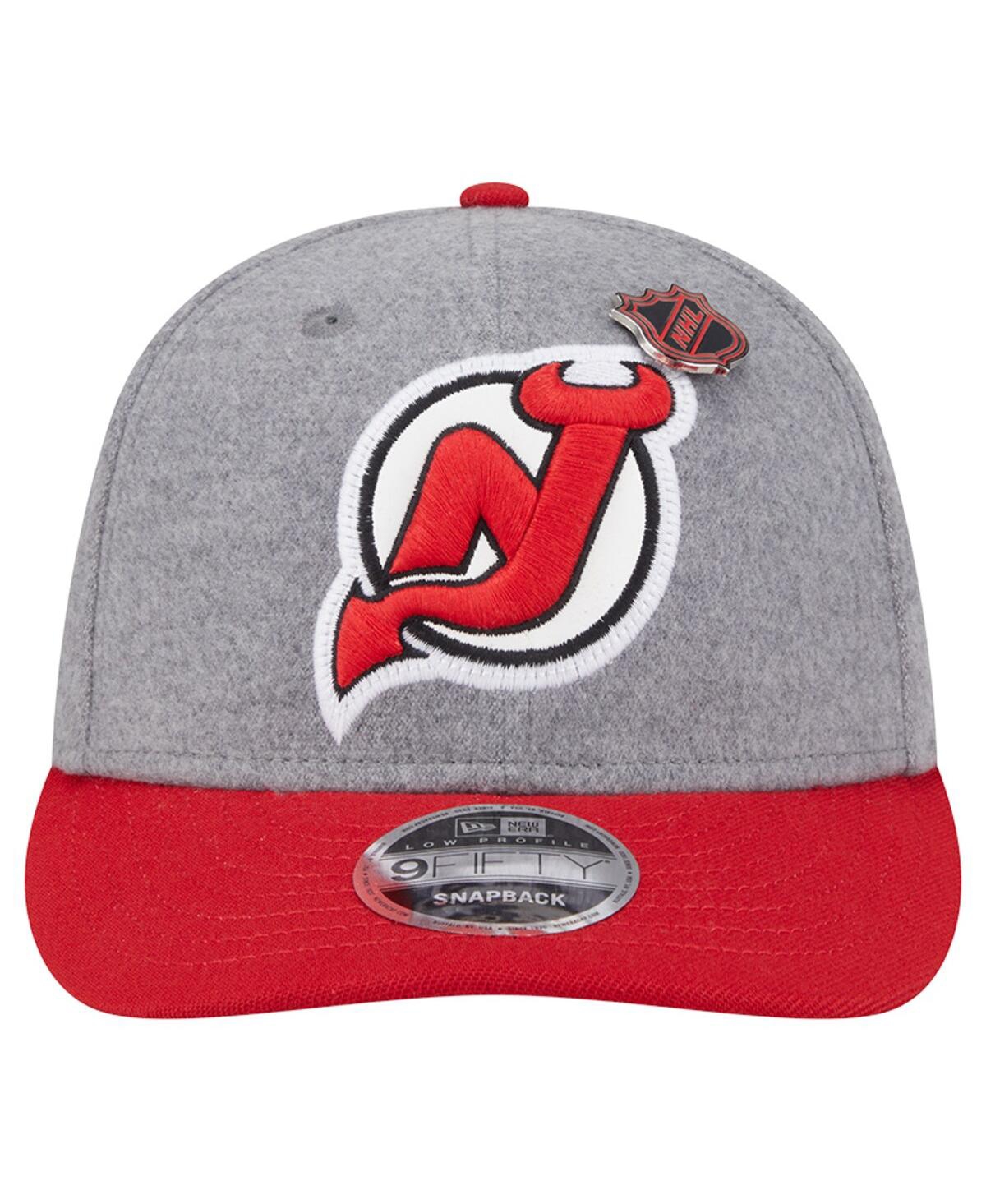 New Era Men's Gray/red New Jersey Devils Wool Pin Low Profile 9fifty Snapback Hat In Gray