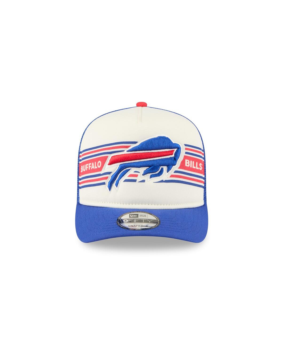 New Era Men's Cream/royal Buffalo Bills Banner A-frame 9fifty Trucker Snapback Hat In Multi