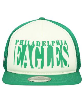 Men's Cream/Kelly Green Philadelphia Eagles Throwback Cutout A-Frame 9FIFTY Snapback Hat