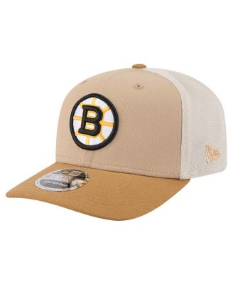 New Era - Men's Tan/Light Brown Boston Bruins Two-Tone Trucker 9SEVENTY Stretch Snap Adjustable Hat