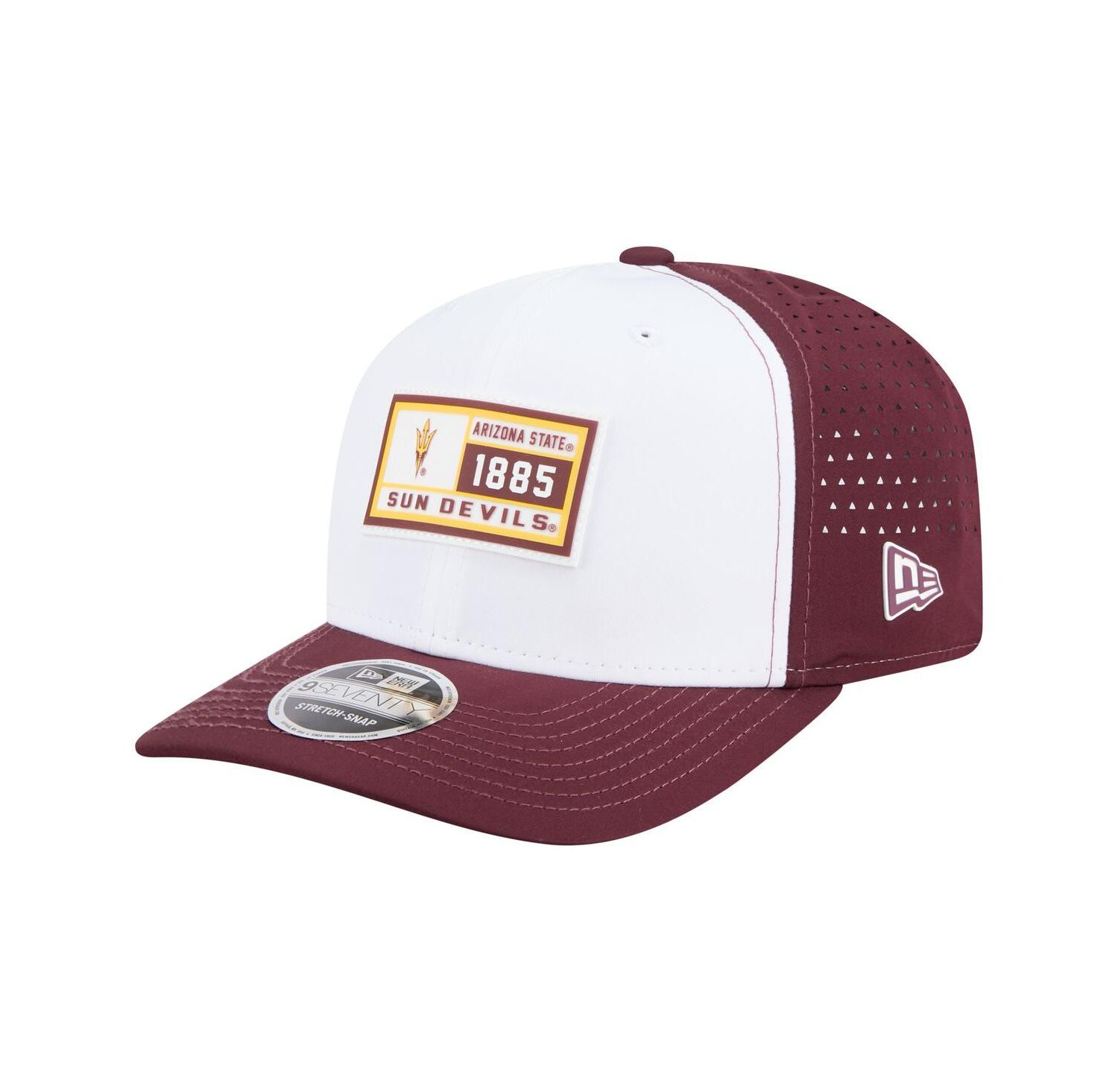 Men's White/Maroon Arizona State Sun Devils Perforated Patched 9SEVENTY Adjustable Hat