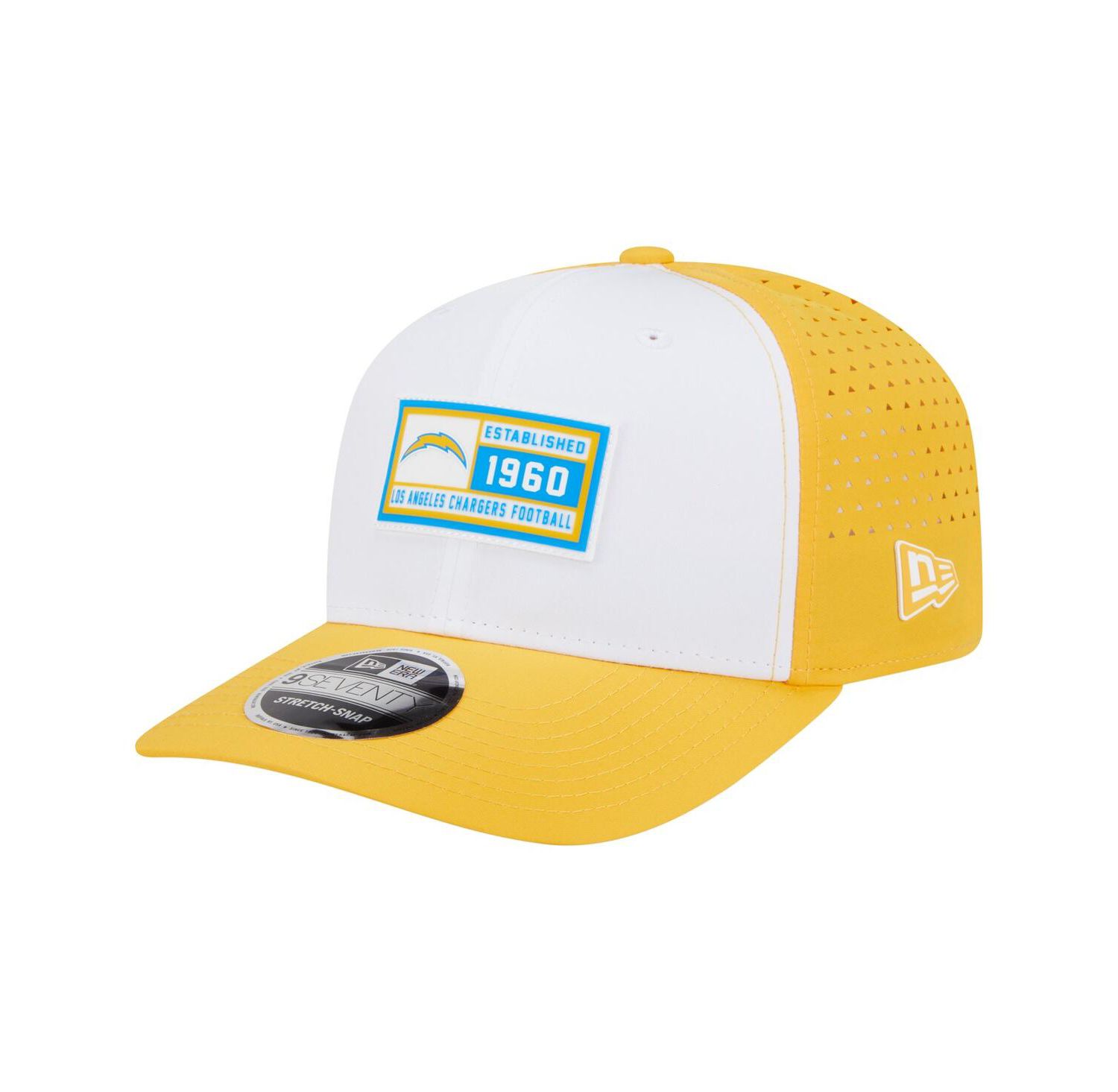 Men's White/Yellow Los Angeles Chargers Established Patch 9SEVENTY Adjustable Hat