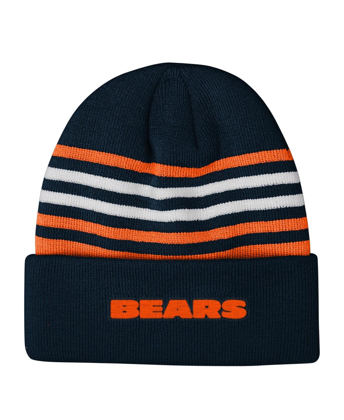 Outerstuff Big Boys And Girls Navy Chicago Bears Essentials Cuffed Knit Hat In Black