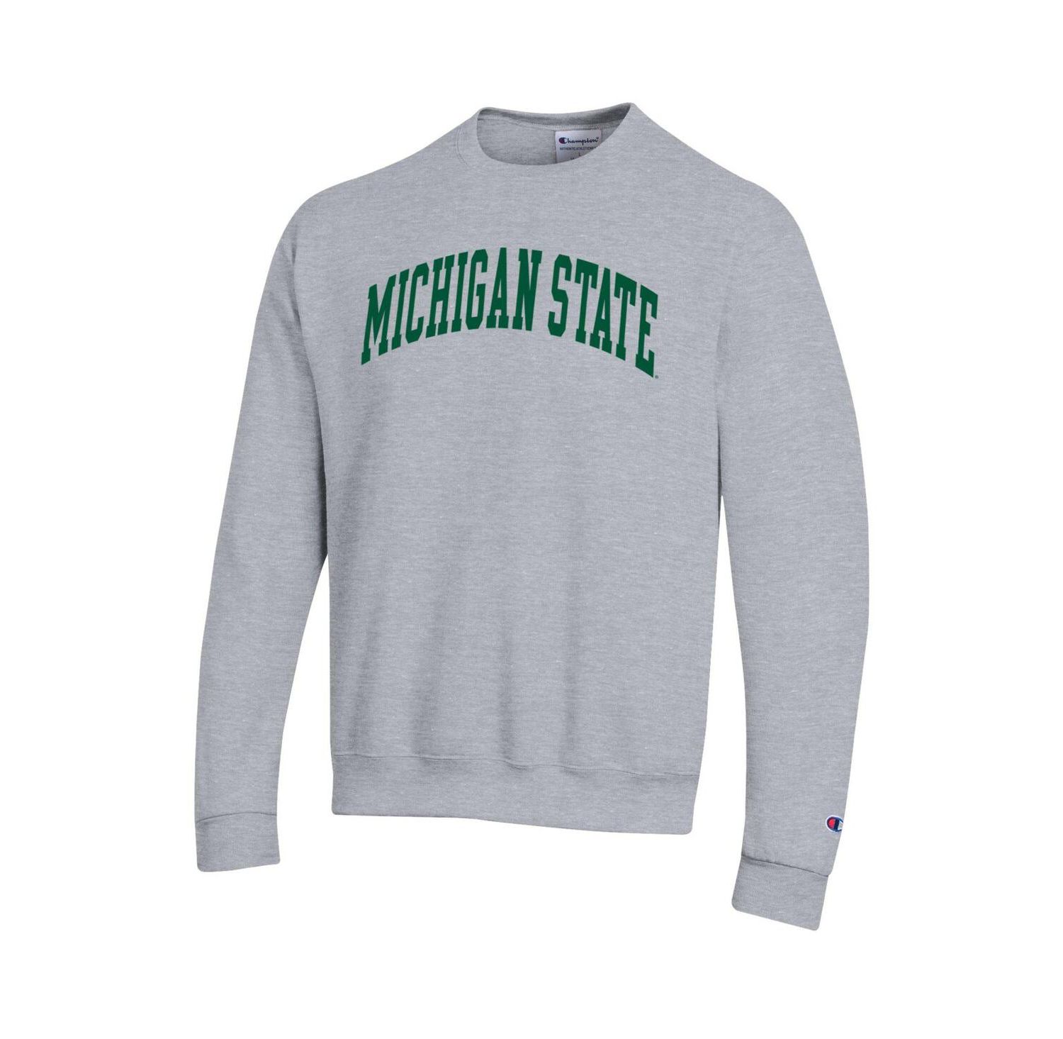 Men's White Michigan State Spartans Basic Arch Fleece Pullover Sweatshirt