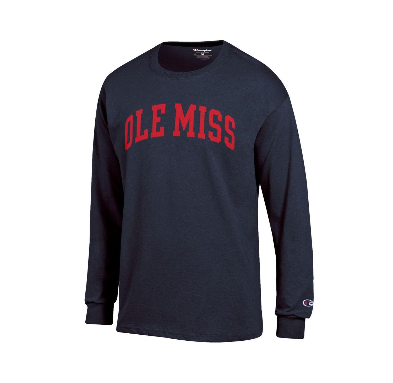 Men's Navy Ole Miss Rebels Basic Arch Long Sleeve T-Shirt