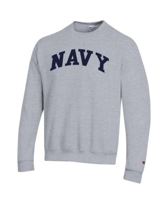 Men's Heather Gray Navy Midshipmen Basic Arch Fleece Pullover Sweatshirt