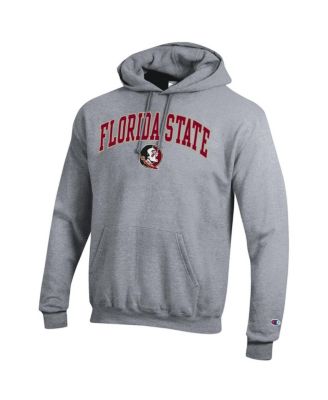 Men's Heather Gray Florida State Seminoles Arched Logo Fleece Pullover Hoodie
