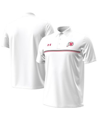 Under Armour - Men's White Utah Utes Performance Drive Chest Stripe Polo Shirt