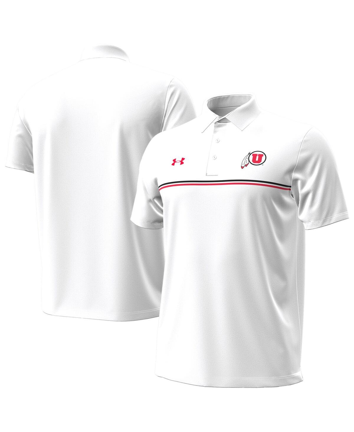 Under Armour Men's White Utah Utes Performance Drive Chest Stripe Polo Shirt In White