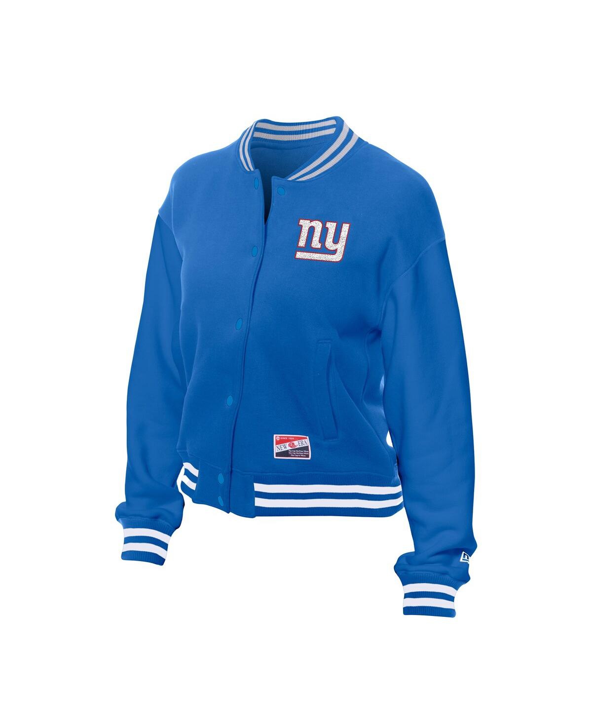 New Era Women's Royal New York Giants Throwback Fleece Full-snap Jacket In Blue