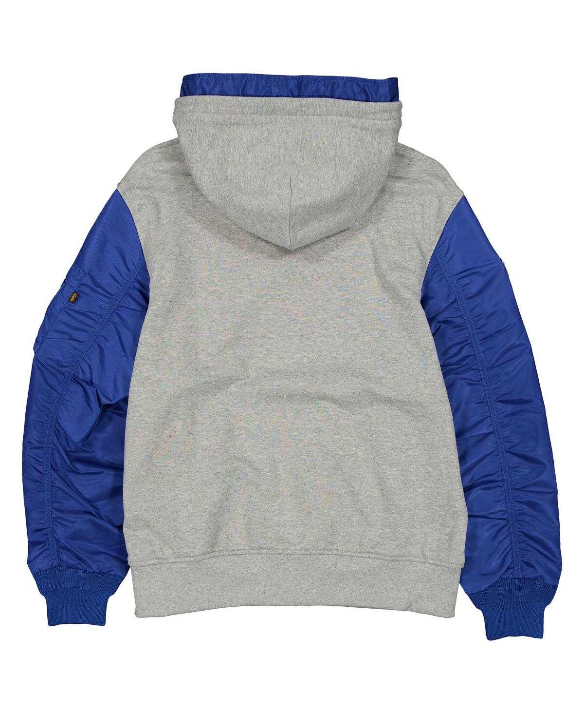 New Era Men's Heather Gray/royal Los Angeles Dodgers Full-zip Hoodie Jacket In Gray