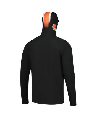 Men's Black Cleveland Browns Functional Fandom Balaclava Helmet Stripe Tri-Blend Hoodie