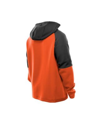 Men's Orange Cincinnati Bengals Combine Authentic Color Block Raglan Pullover Hoodie