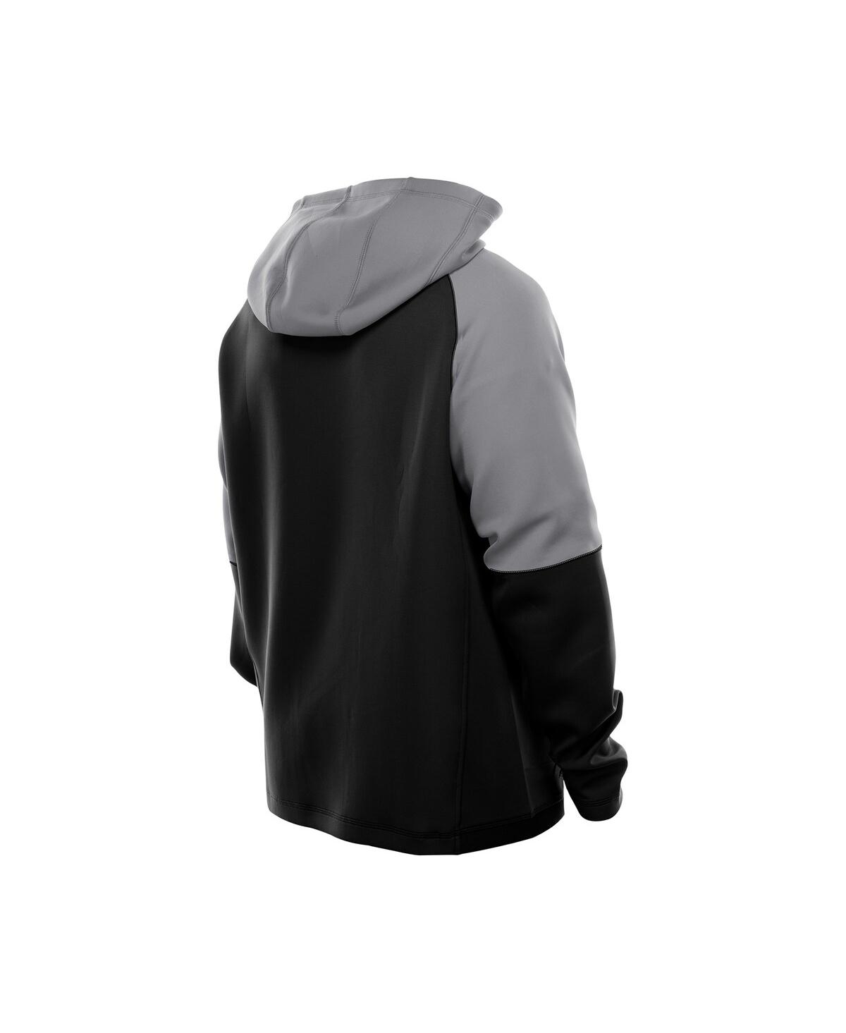New Era Men's Black Las Vegas Raiders Combine Authentic Color Block Raglan Pullover Hoodie In Black