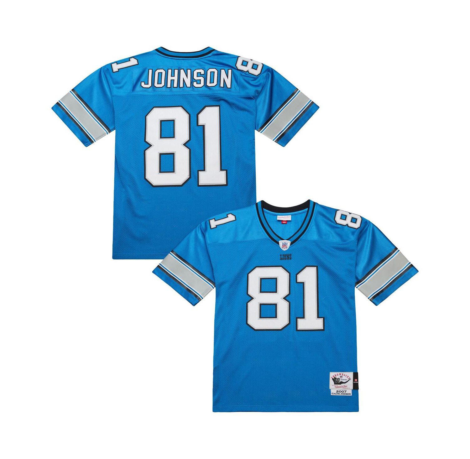 Men's Calvin Johnson Blue Detroit Lions 2007 Authentic Throwback Retired Player Jersey