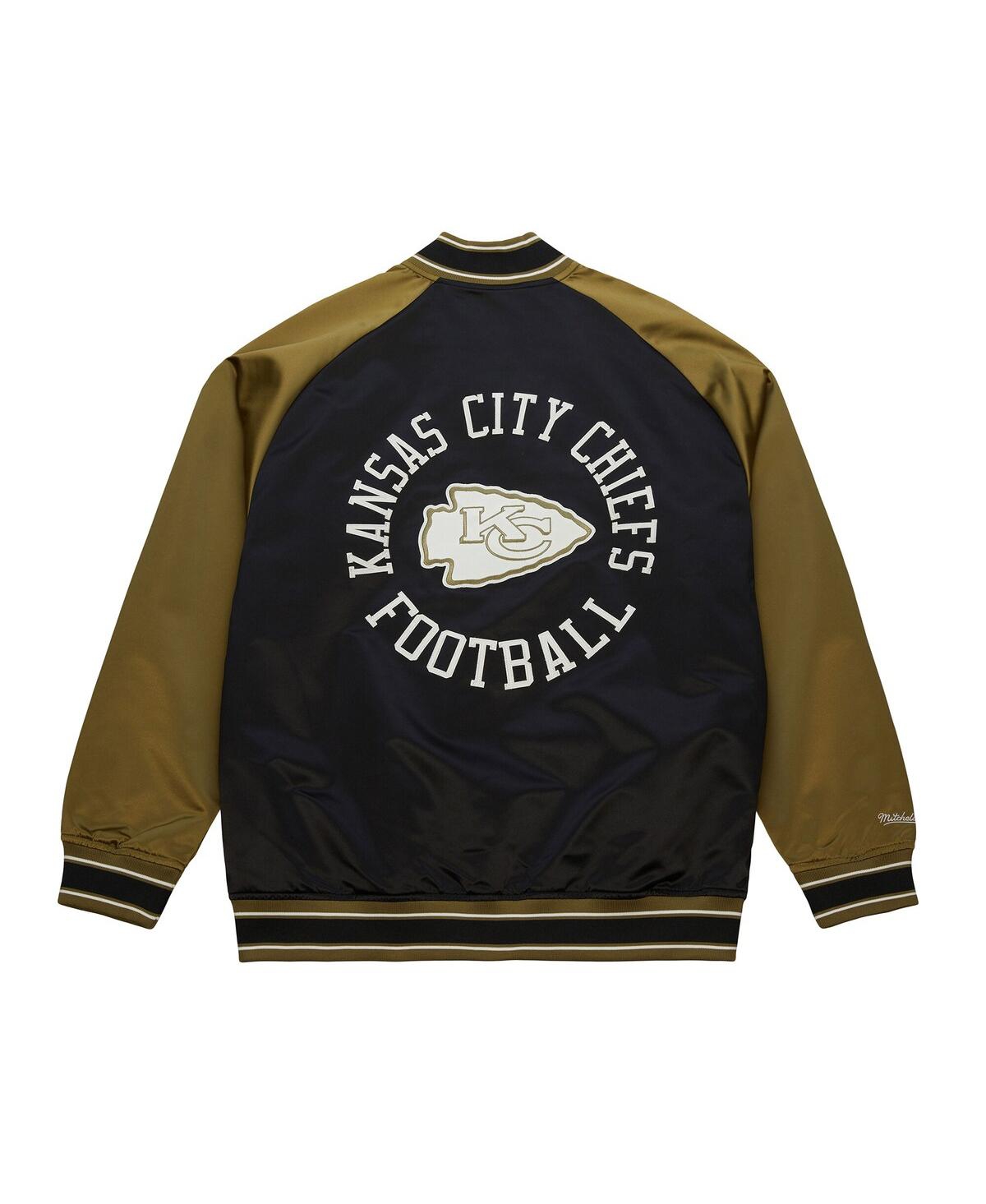 Mitchell & Ness Men's Olive/black Kansas City Chiefs Vintage Logo Double Clutch Satin Raglan Full-snap Jacket In Green