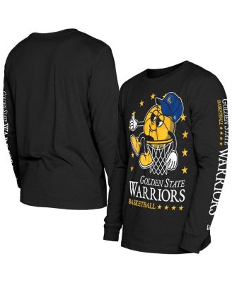 New Era - Men's Black Golden State Warriors Old School Sport Long Sleeve T-Shirt