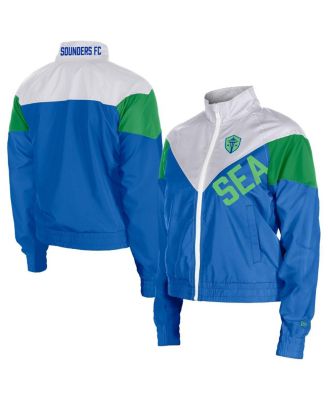New Era - Women's&nbsp;Blue Seattle Sounders FC Leisure Cropped Full-Zip Windbreaker Jacket