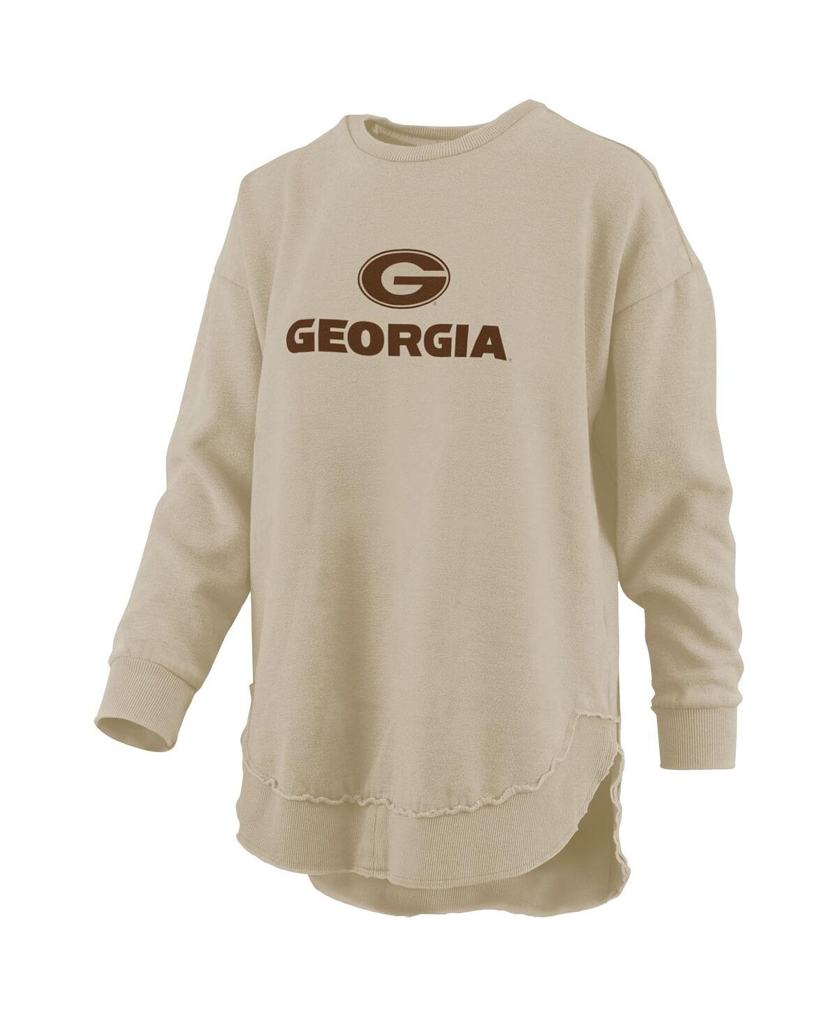 Pressbox Women's Tan Georgia Bulldogs Poncho Fleece Pullover Sweatshirt In Neutral