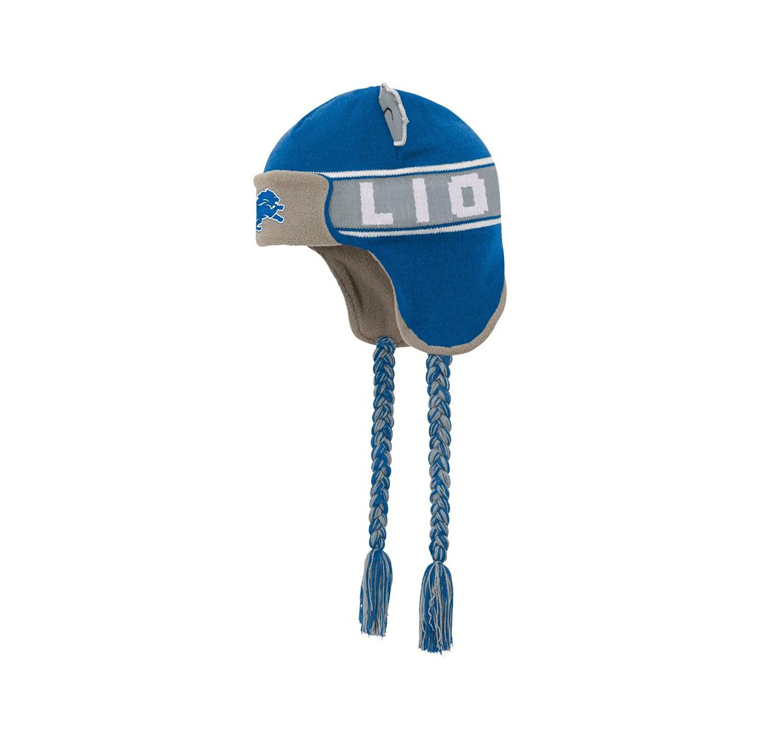 Big Boys and Girls Blue Detroit Lions Wordmark Ears Trooper Knit Hat