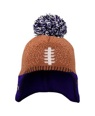 Baby Boys and Girls Brown Baltimore Ravens Football Head Knit with Pom Hat