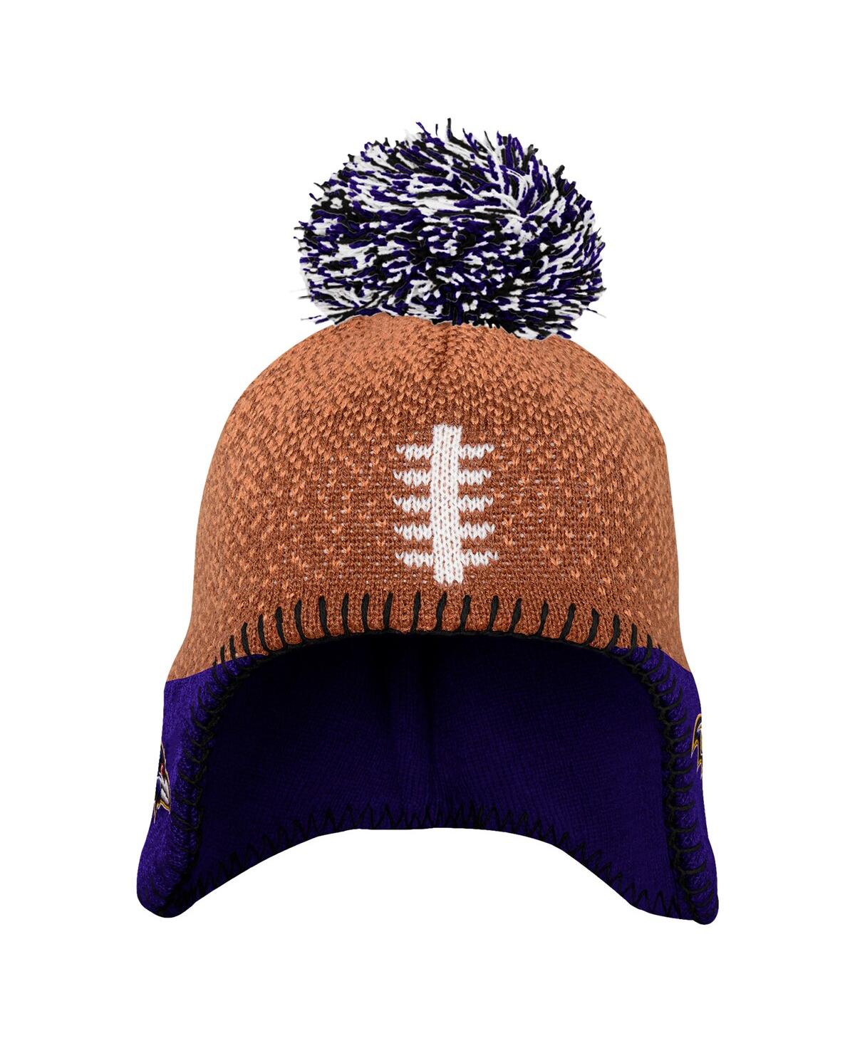 Outerstuff Baby Boys And Girls Brown Baltimore Ravens Football Head Knit With Pom Hat In Brown