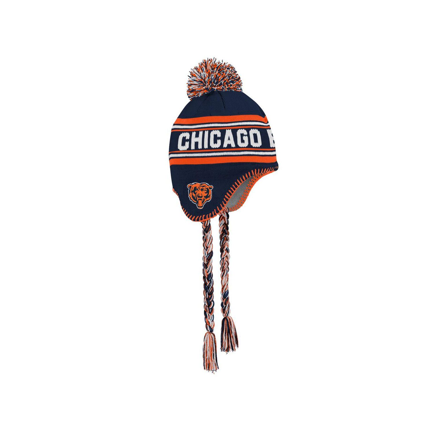 Big Boys and Girls Navy Chicago Bears Jacquard Tassel with Pom Knit Hat