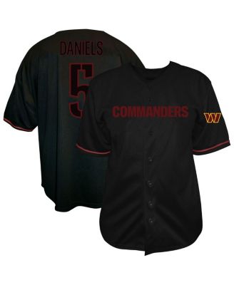 Fanatics - Men's Jayden Daniels Black Washington Commanders Big Tall Baseball Button-Up Shirt