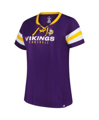 Women's Purple Minnesota Vikings Plus Size Rhinestone Redzone Athena Lace-Up Notch Neck T-Shirt
