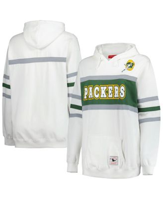 Mitchell & Ness - Women's White Green Bay Packers Plus Size Head Coach Throwback Pullover Hoodie