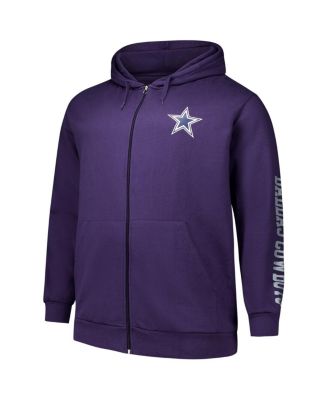 Men's Purple Dallas Cowboys Big Tall Sleeve Hit Full-Zip Hoodie