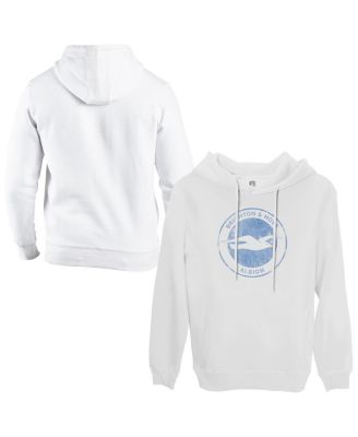 1863FC - Men's White Brighton and Hove Albion Team Badge Fleece Pullover Hoodie