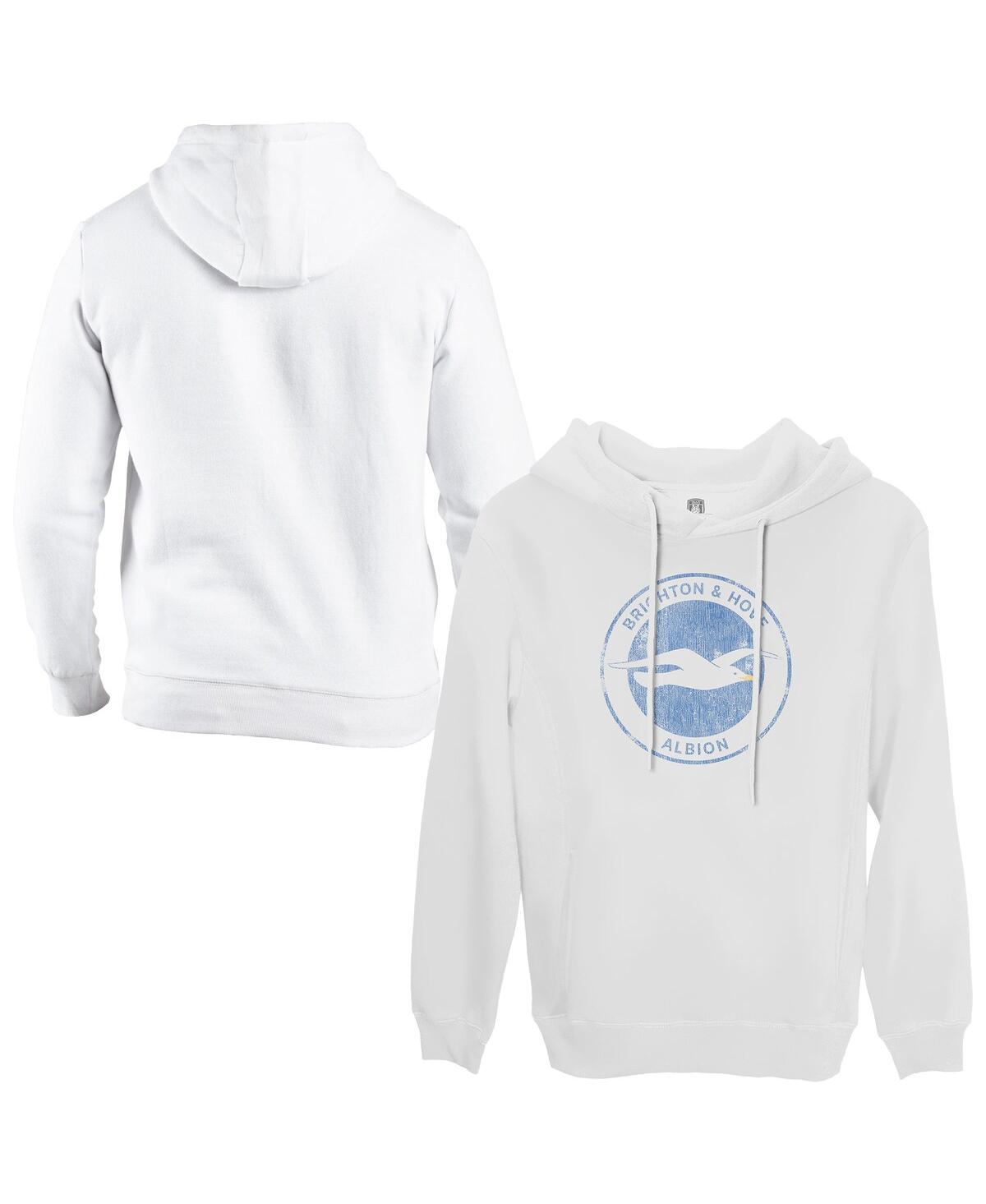 1863fc Men's White Brighton And Hove Albion Team Badge Fleece Pullover Hoodie In White