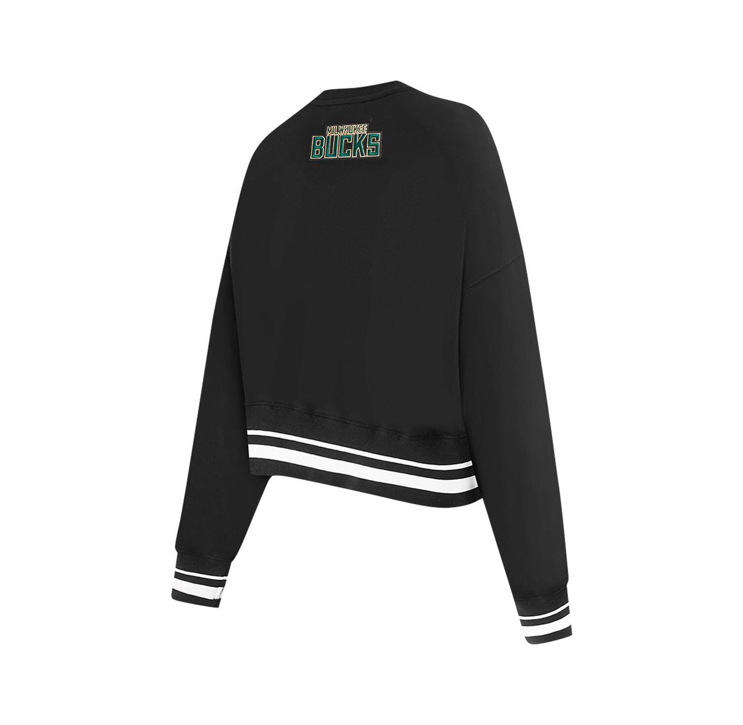Women's Black Milwaukee Bucks Area Code Cropped Pullover Sweatshirt