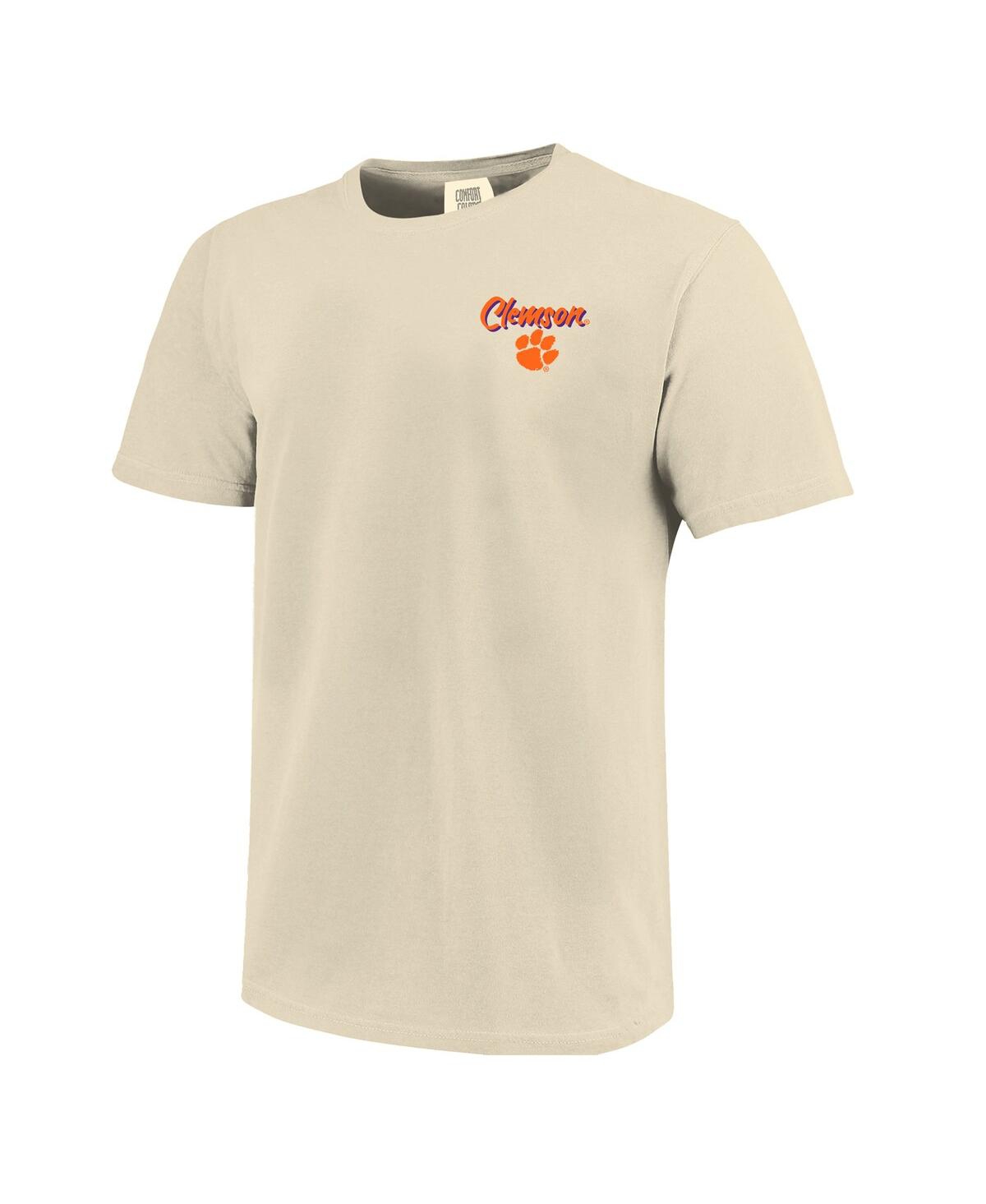 Image One Men's Natural Clemson Tigers Comfort Colors Hand-drawn Campus Stack T-shirt In Multi