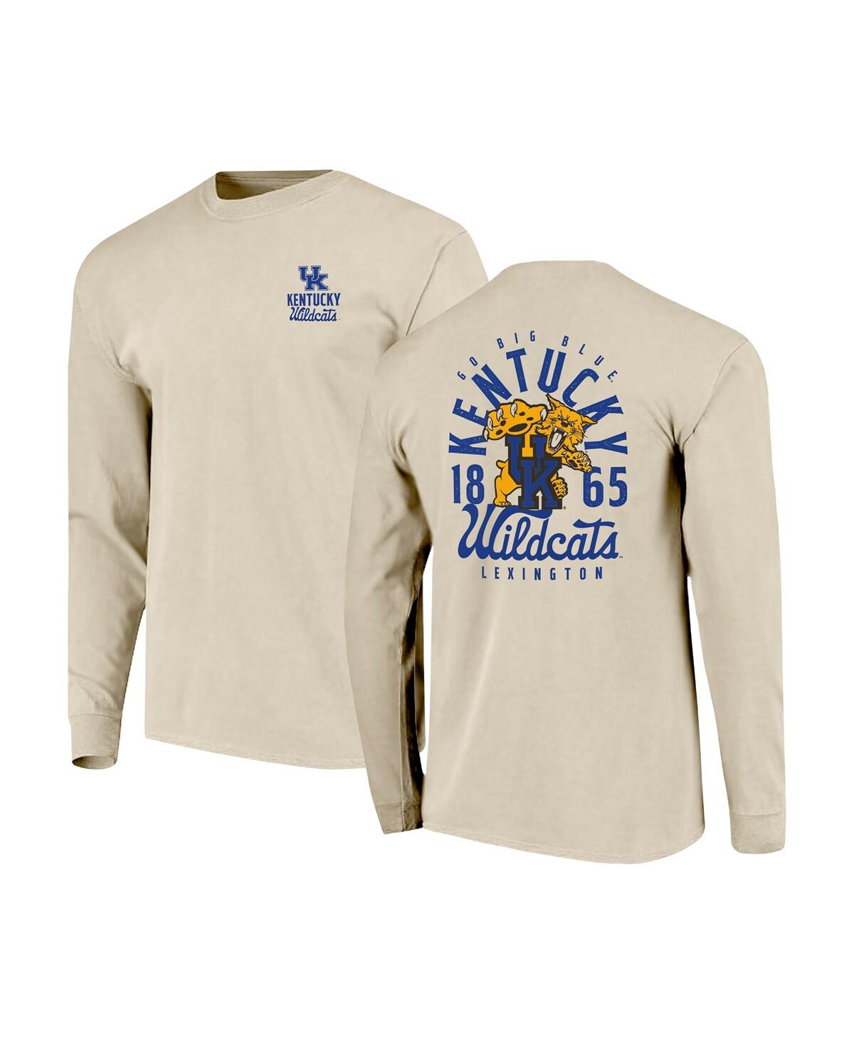 Image One Men's Natural Kentucky Wildcats Comfort Colors Mascot Overlay Long Sleeve T-shirt In Gray
