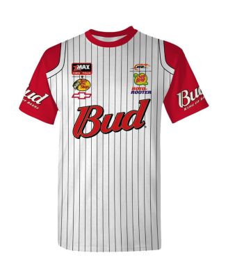 Men's White Dale Earnhardt Jr. Budweiser Baseball Uniform T-Shirt