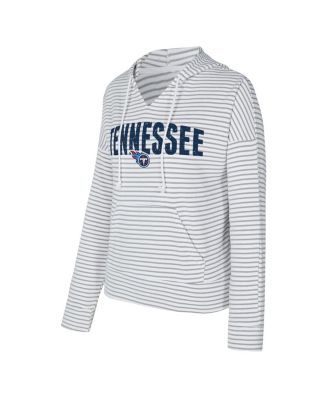 Women's White/Gray Tennessee Titans Liftoff Striped V-Neck Hoodie