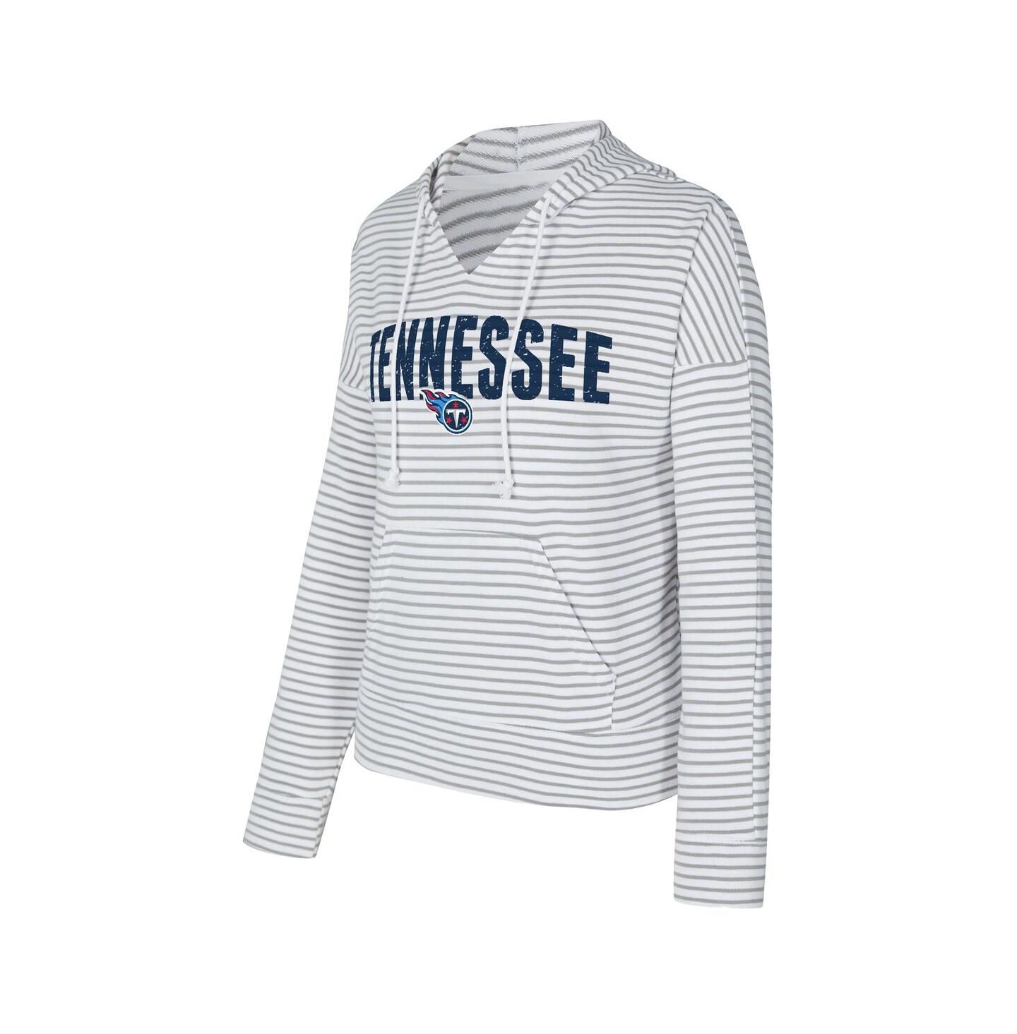 Женское худи Concepts Sport White/Gray Tennessee Titans Liftoff Striped V-Neck — фото 3