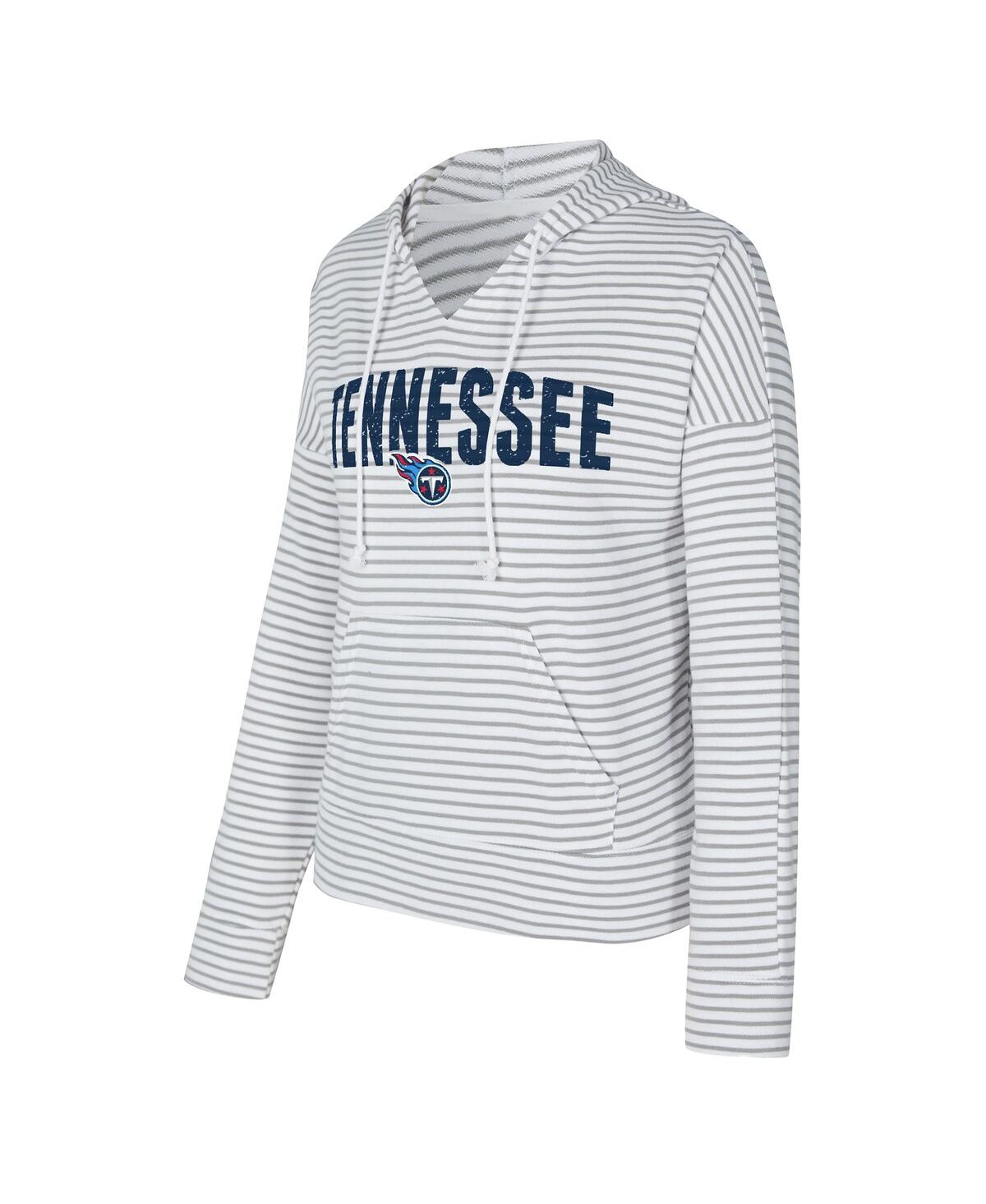 Concepts Sport Women's White/gray Tennessee Titans Liftoff Striped V-neck Hoodie In Multi