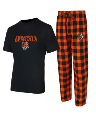 Concepts Sport - Men's Black/Orange Cincinnati Bengals Avondale T-Shirt Flannel Pants Set