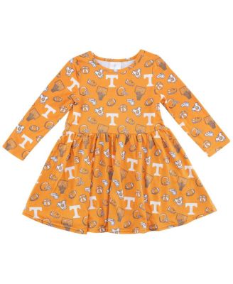 ZooZatz - Girls Toddler Tennessee Orange Tennessee Volunteers Allover Print Long Sleeve Dress