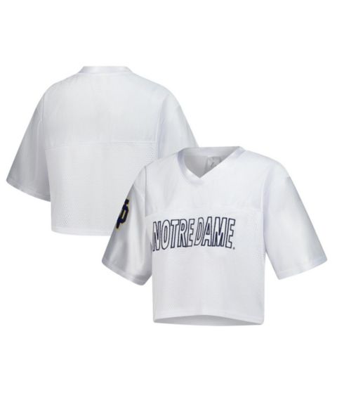 Женская футболка ZooZatz White Notre Dame Fighting Irish Mesh Cropped V-Neck