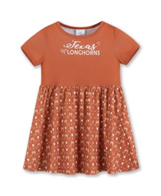 ZooZatz - Girls Toddler Texas&nbsp;Orange Texas Longhorns Short Sleeve Dress