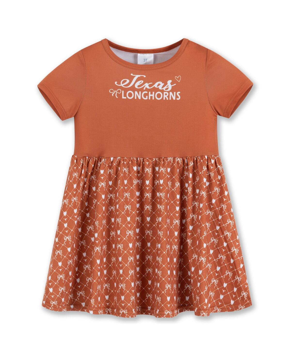 Zoozatz Girls Toddler Texasâ Orange Texas Longhorns Short Sleeve Dress In Orange