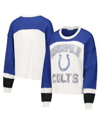 '47 Brand - Women's&nbsp;Cream Indianapolis Colts Double Header Curve Raglan Long Sleeve Crop Top