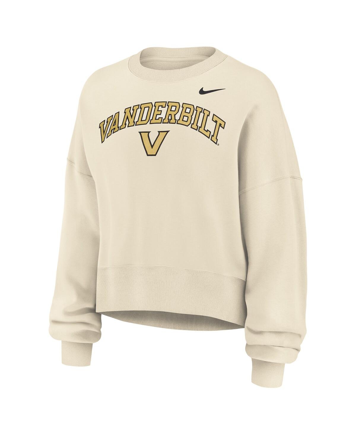 Nike Women's Natural Vanderbilt Commodores Phoenix Fleece Oversized Cropped Sweatshirt In Neutral