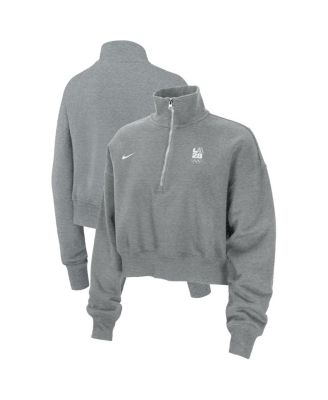 Nike - Women's Heather Gray LA28 Summer Olympics Phoenix Oversized&nbsp;Fleece Half-Zip Cropped Sweatshirt