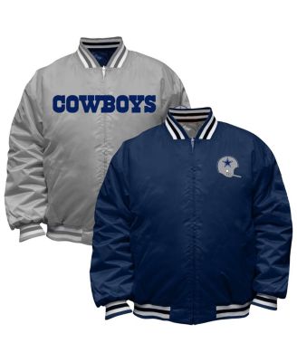Mitchell & Ness - Men's Navy/Silver Dallas Cowboys Big Tall Throwback Reversible Full-Zip Jacket