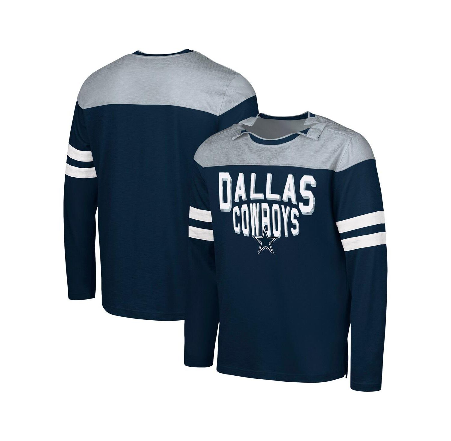 Men's Navy/Silver Dallas Cowboys Adaptive Hail Mary Long Sleeve T-Shirt